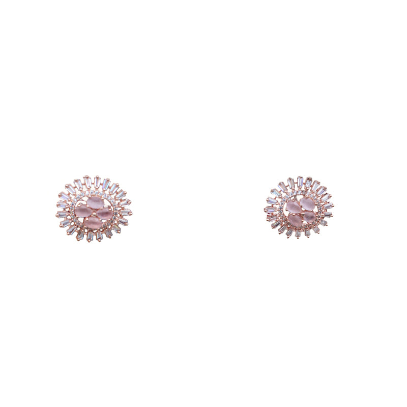 PINK FERN ZIRCONIA STUDS