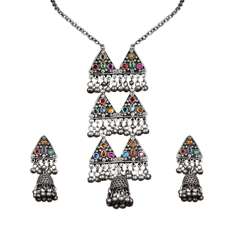 BLACK METAL ESHANA JEWELLERY SET