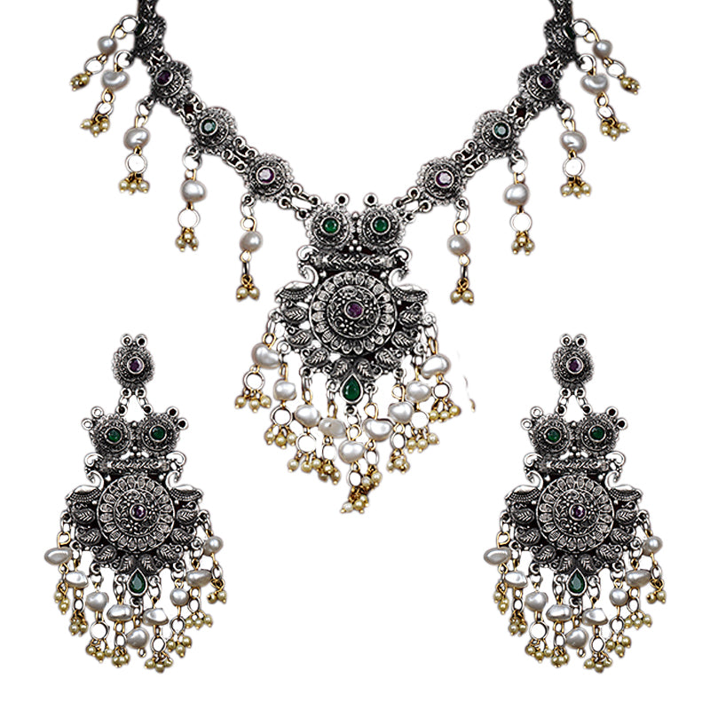 BLACK METAL CHAYA JEWELLERY SET