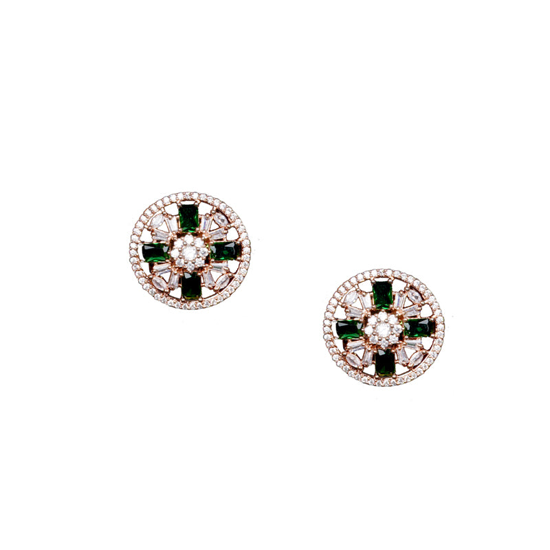 ROSE GOLD GREEN RAEGAAN ZIRCONIA STUDS