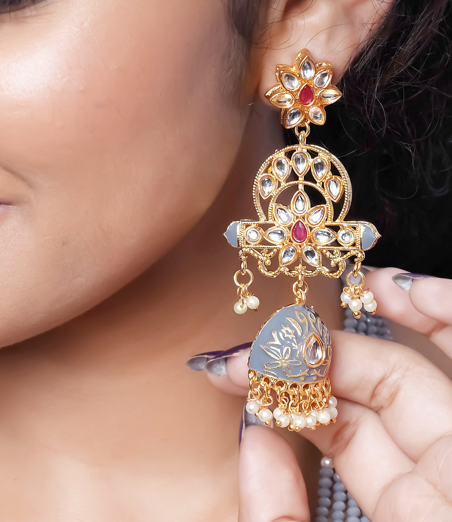 GREY EIRAVATI JEWELLERY SET