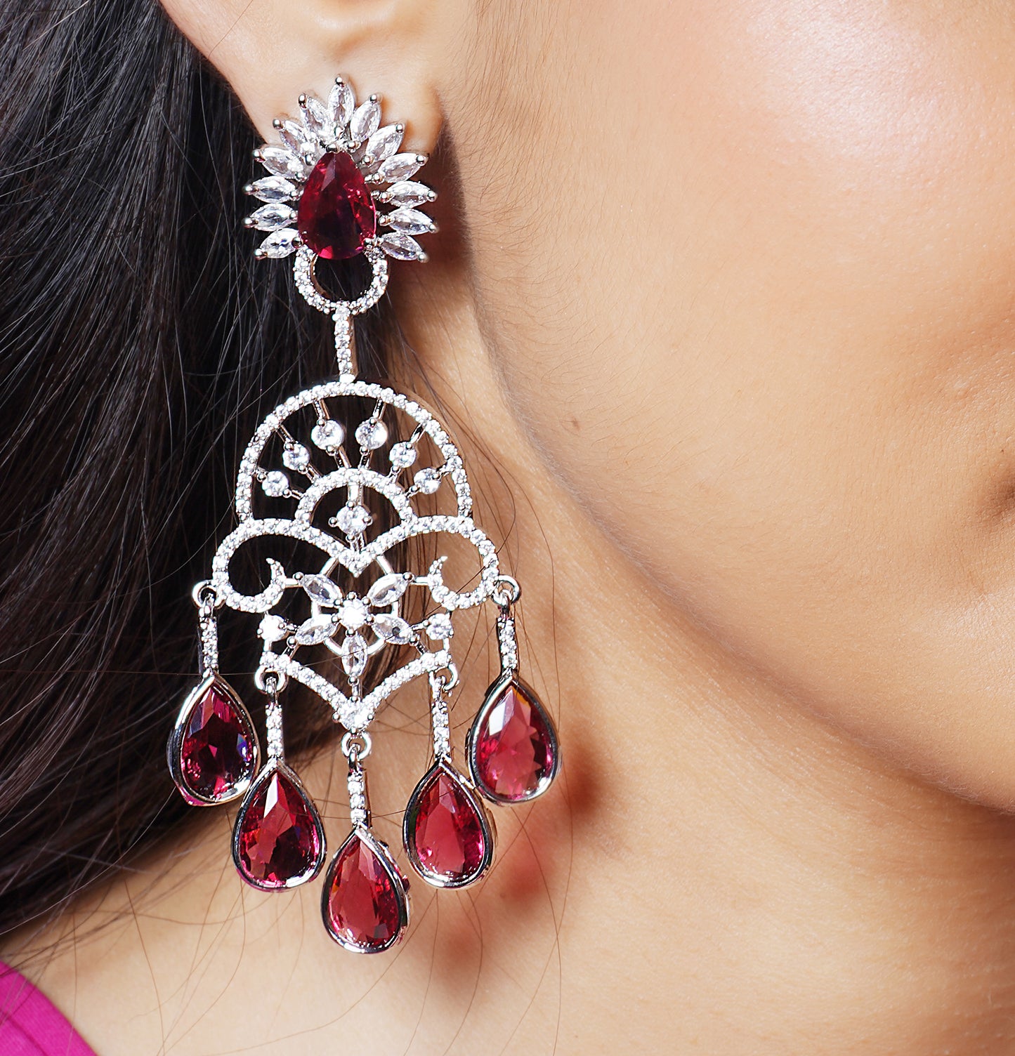 RED CARLA ZIRCONIA EARING