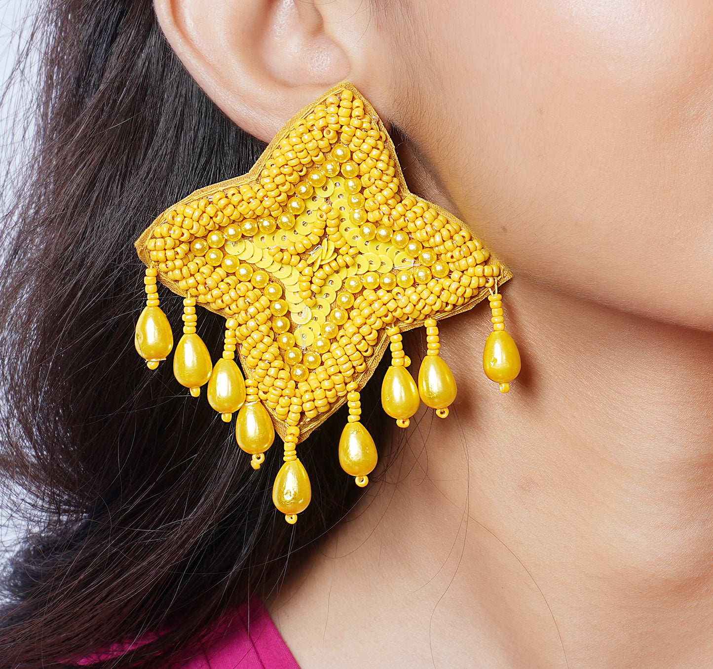 YELLOW MARGARET ARTISAN CRAFTED EARING