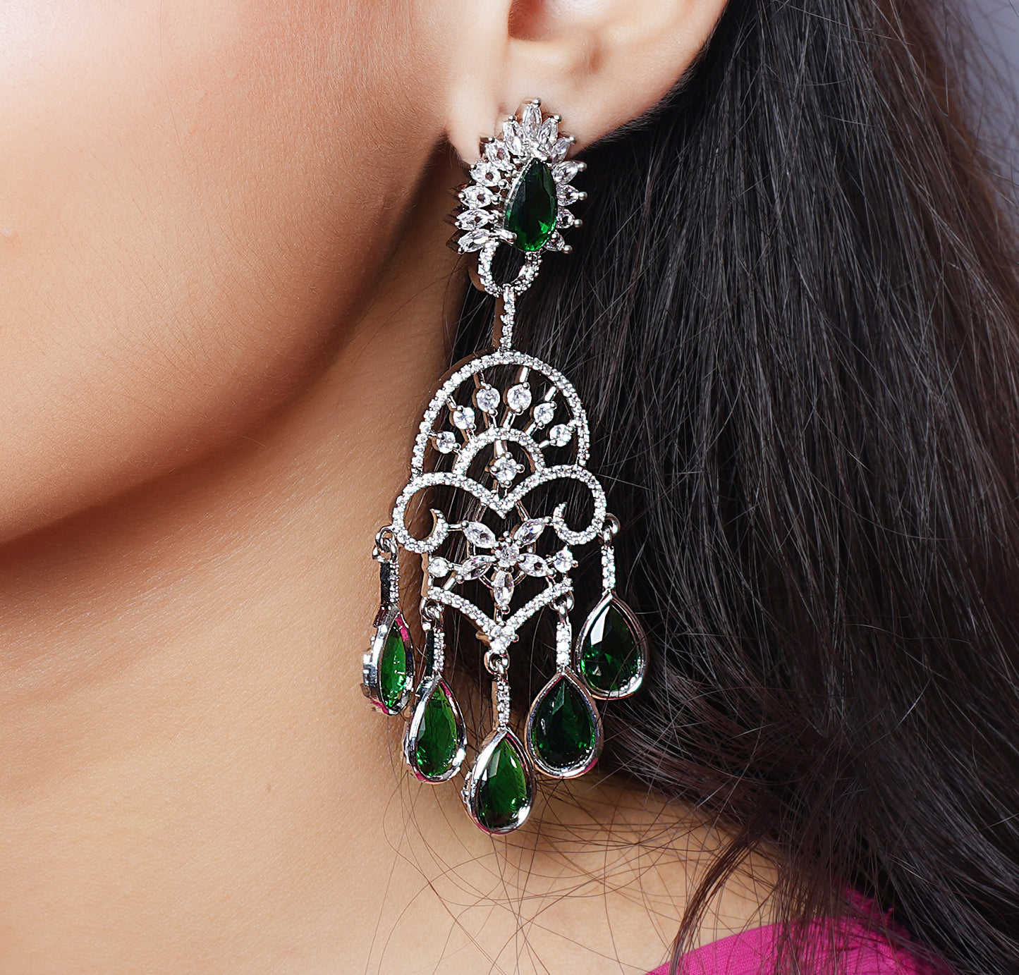 GREEN NEON ZIRCONIA EARING