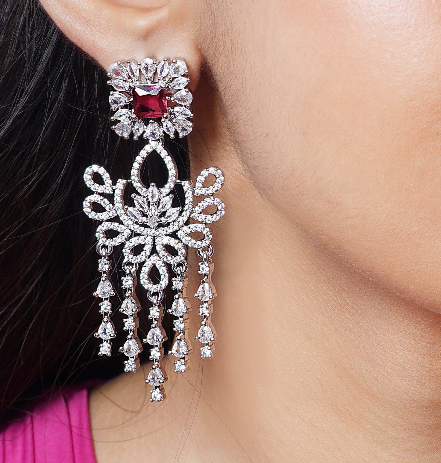 RED CALISTA ZIRCONIA EARING